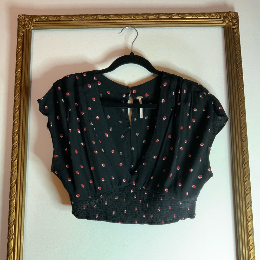Free People polka dot crop blouse